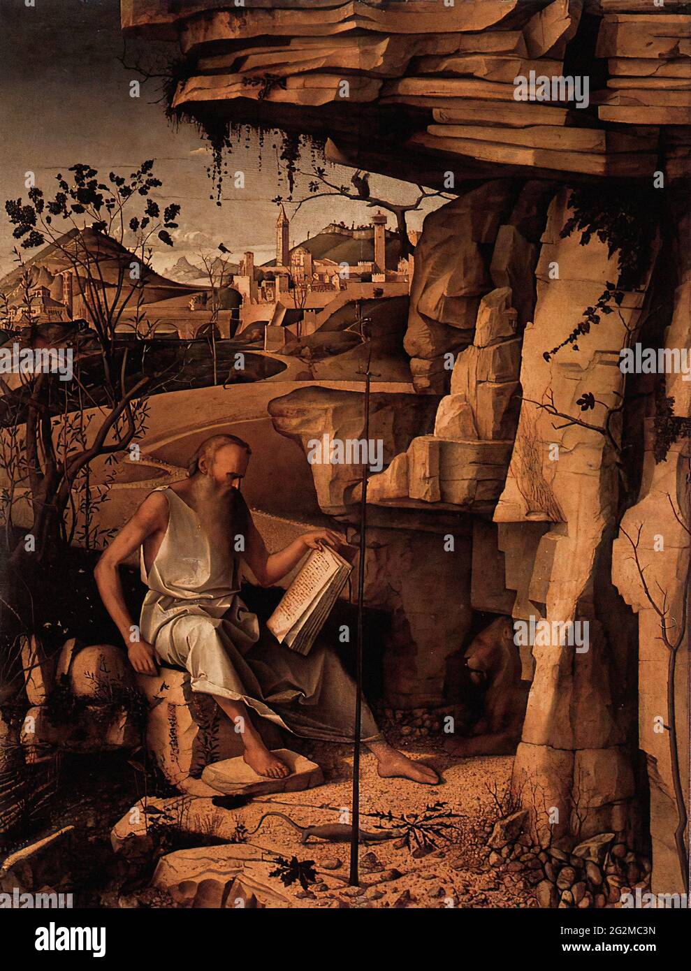 Giovanni Bellini - désert de St Jérôme C 1480 Banque D'Images