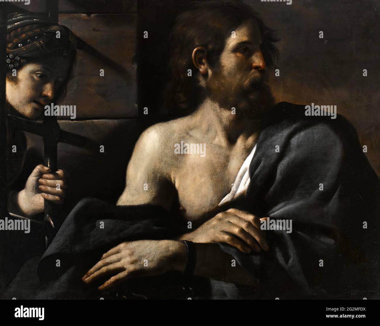 Giovanni Francesco Barbieri - Guercino - Saint Jean Baptiste en prison visité par Salome Banque D'Images Giovanni Francesco Barbieri - Guercino - Saint Jean Baptiste en prison visité par Salome Banque D'Images