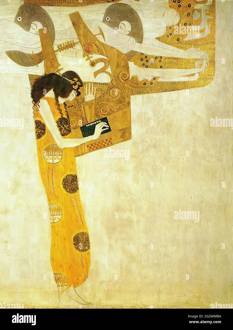 Gustav Klimt - Beethoven Frieze qui désire Happiness trouve repos Poésie mur droit 1902 Banque D'Images
