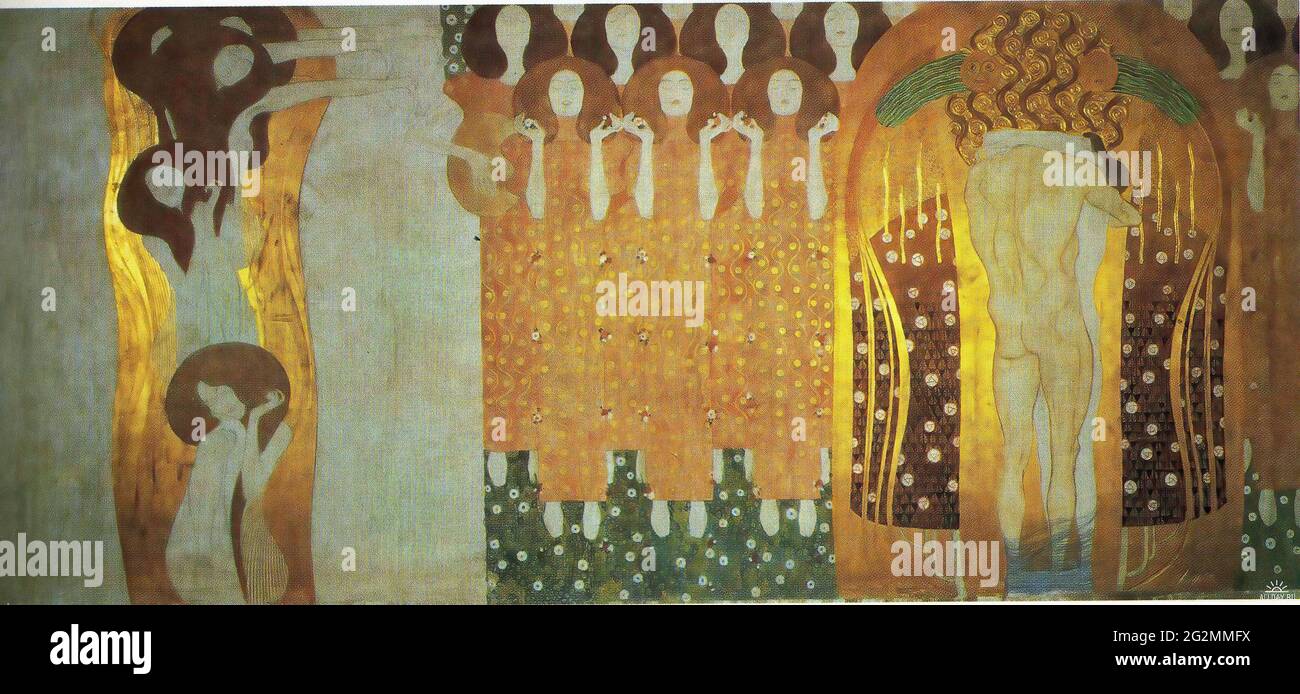 Gustav Klimt - Beethoven Frise Ling Happiness trouve repos Poetry Right Wall 1902 1 1902 Banque D'Images