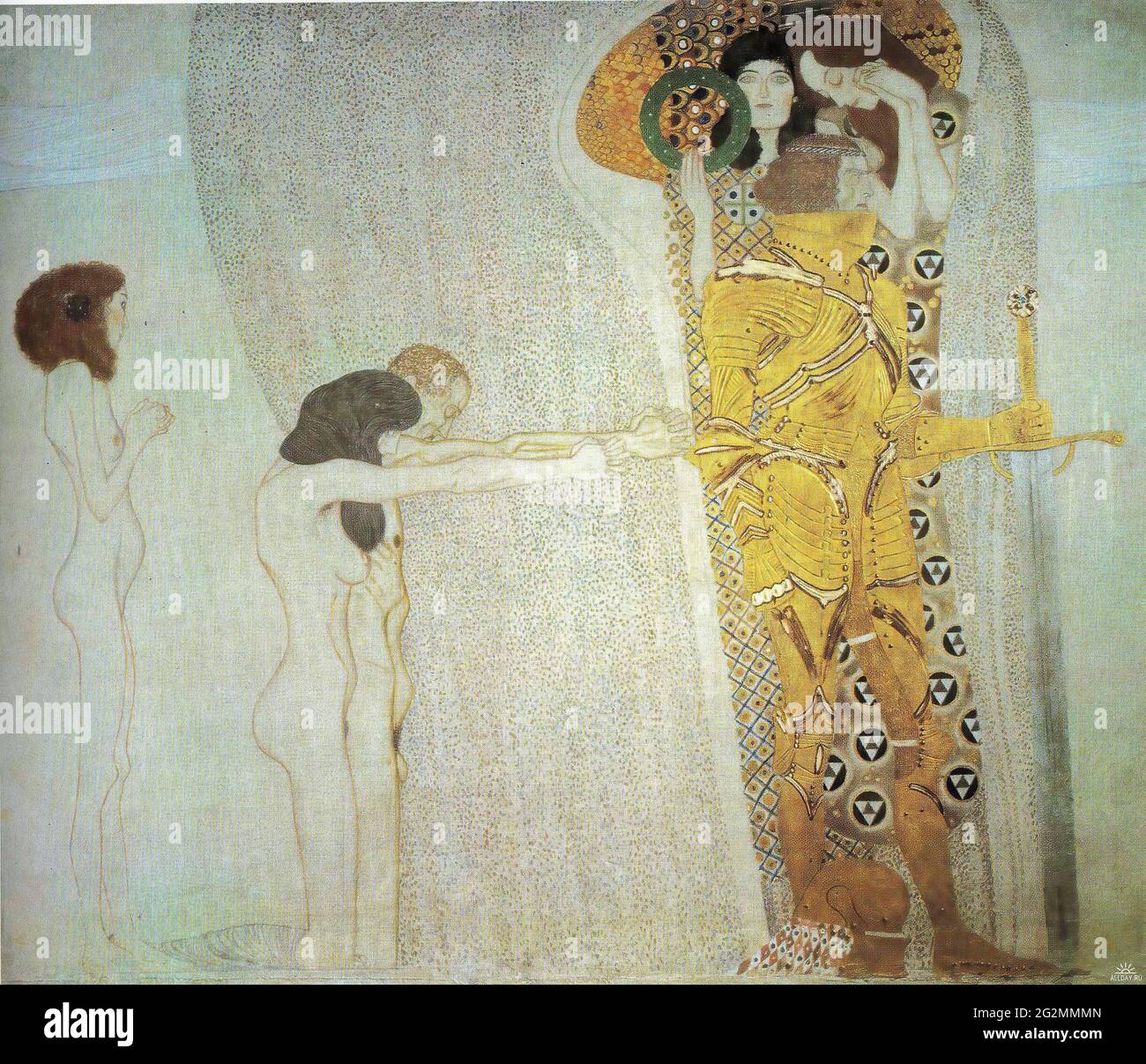 Gustav Klimt - Beethoven Frieze long Happiness mur gauche 1902 Banque D'Images