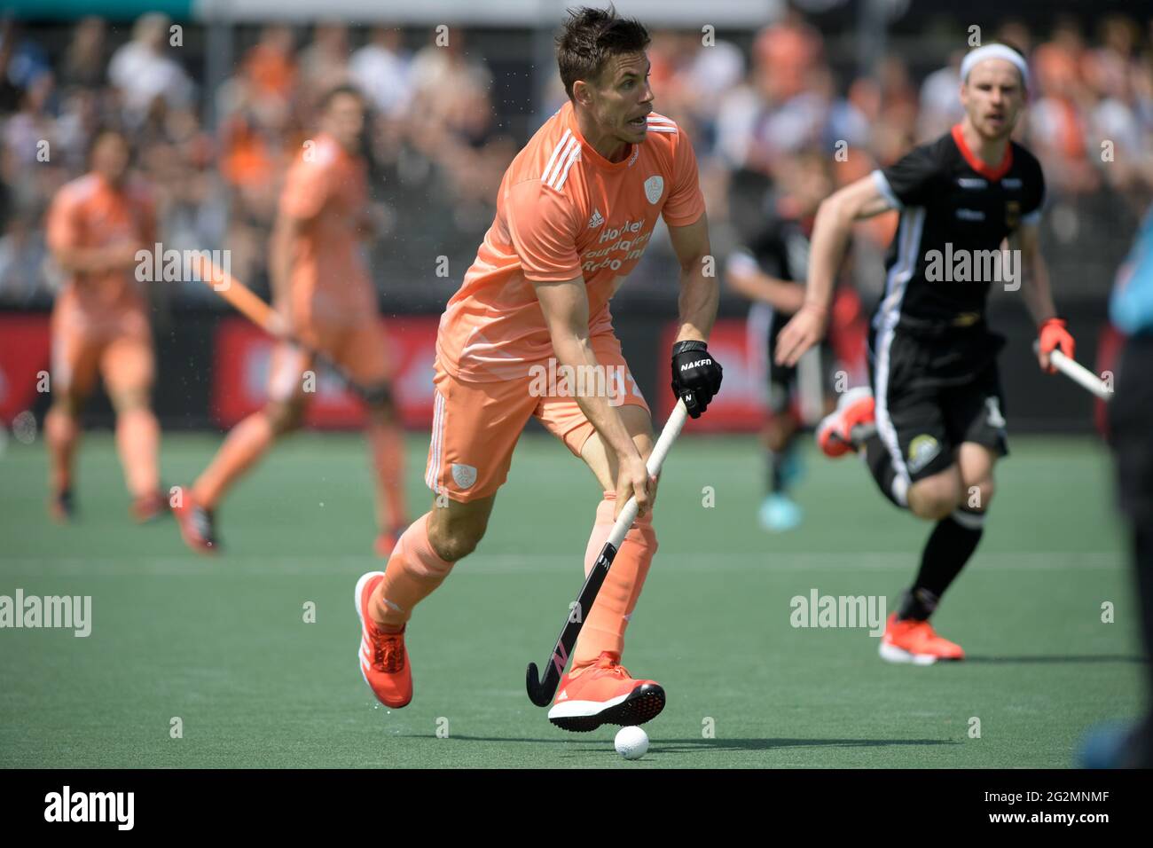 AMSTELVEEN, PAYS-BAS - JUIN 12: Sander de Wijn des pays-Bas lors du championnat européen de hockey les hommes se disputeront entre l'Allemagne et les pays-Bas au Wagener Stadion le 12 juin 2021 à Amstelveen, pays-Bas (photo de Gerrit van Keulen/Orange Pictures) Banque D'Images