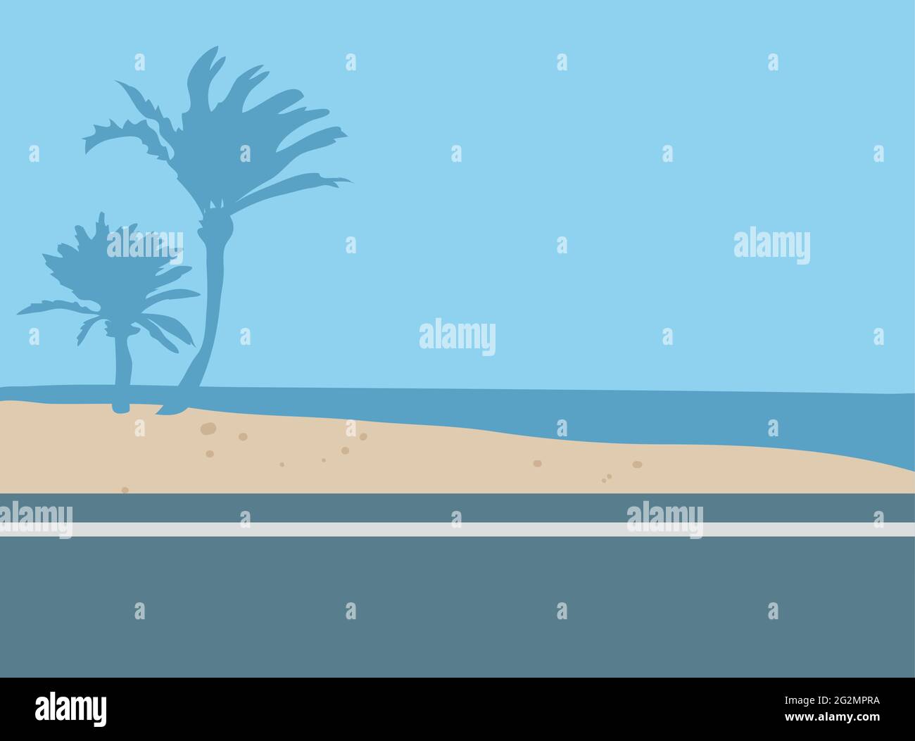 Vecteur d'illustration d'arrière-plan de la route de plage Illustration de Vecteur