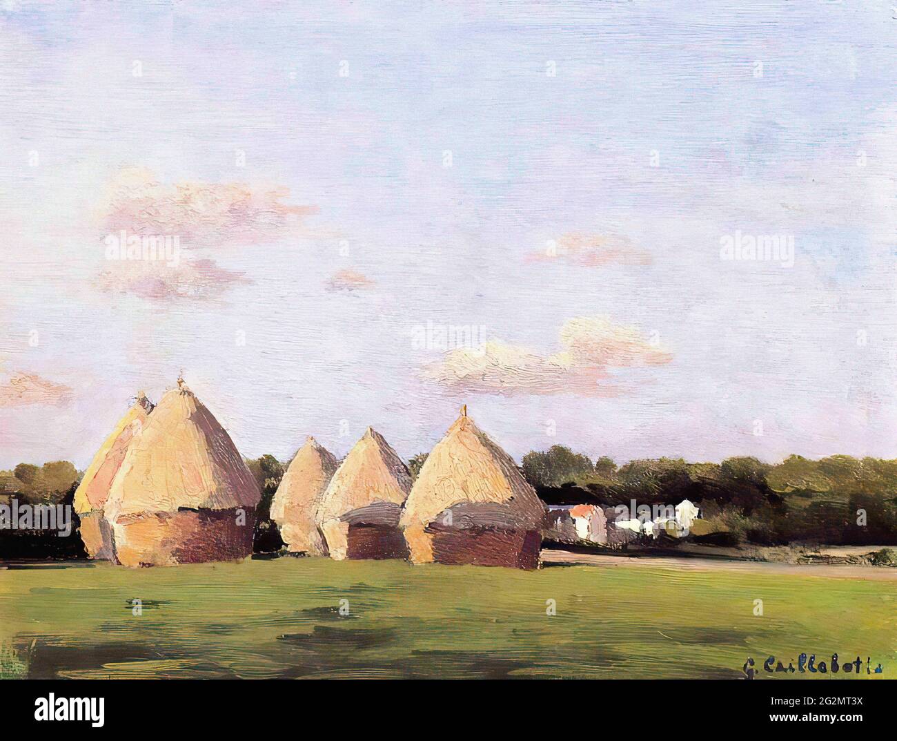 Reproduction Tableau Zacharie Astruc - Paysage Avec Wagon Et Meules - Toile Sur Cadre Prête à Accrocher