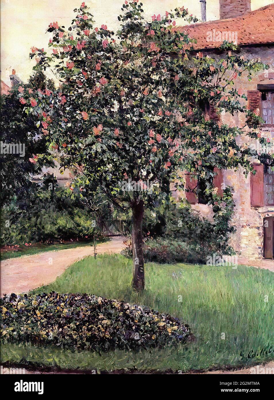 Gustave Caillebotte - petit Gennevilliers façade Southeast Artist S Studio surplombant Garden Spring Banque D'Images