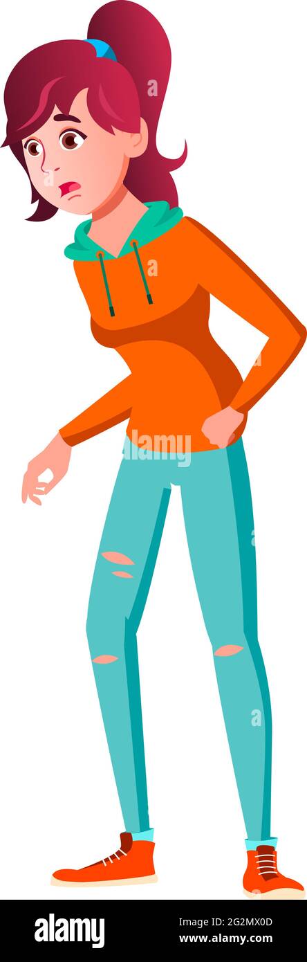 une fille effrayée a vu une araignée dangereuse dans le vecteur de dessin animé de la chambre Illustration de Vecteur