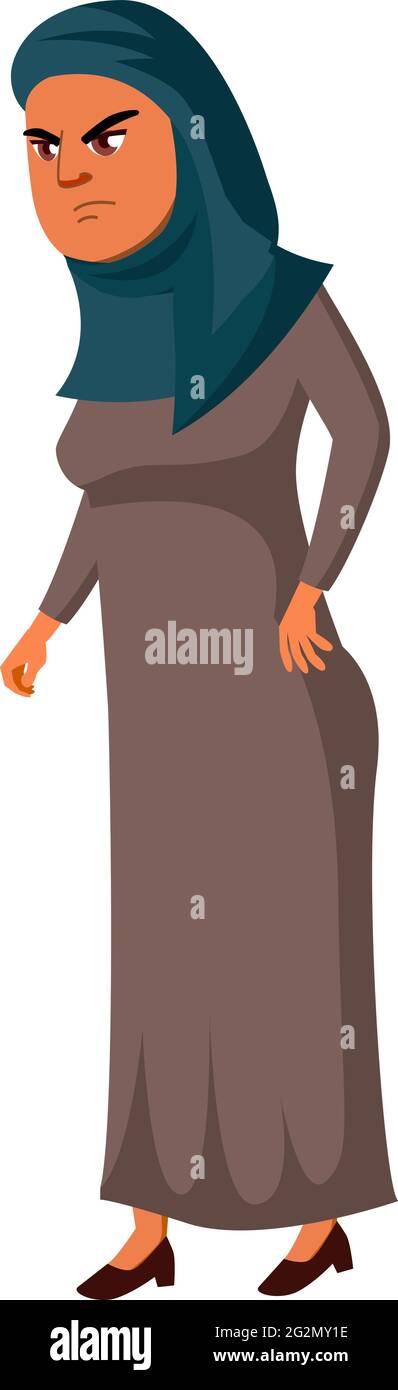 femme arabe folle scold enfant vecteur de dessin animé Illustration de Vecteur