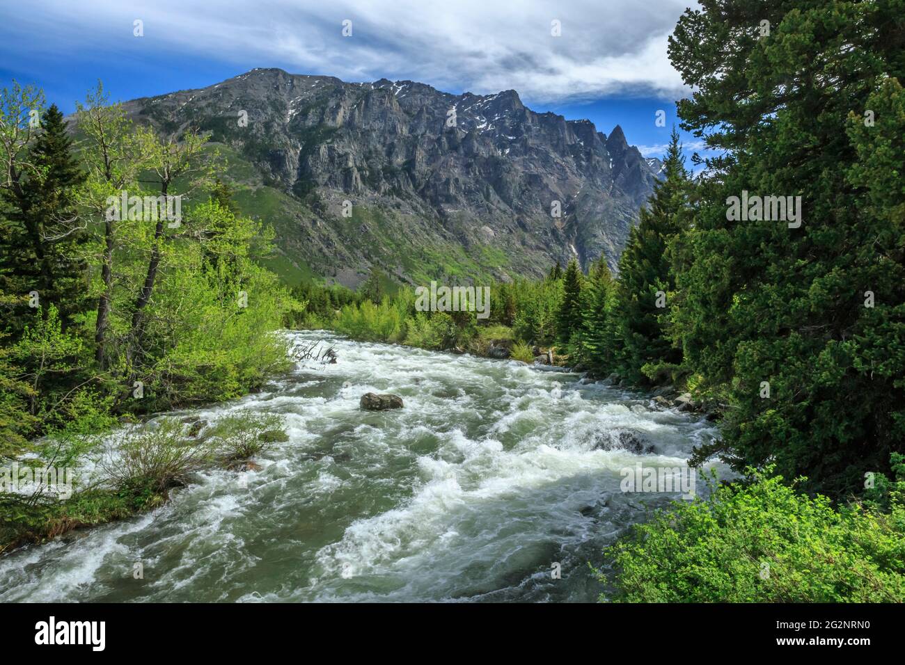 east rosebud creek s'écoulant des montagnes de beartooth dans la forêt nationale de custer près de roscoe, montana Banque D'Images