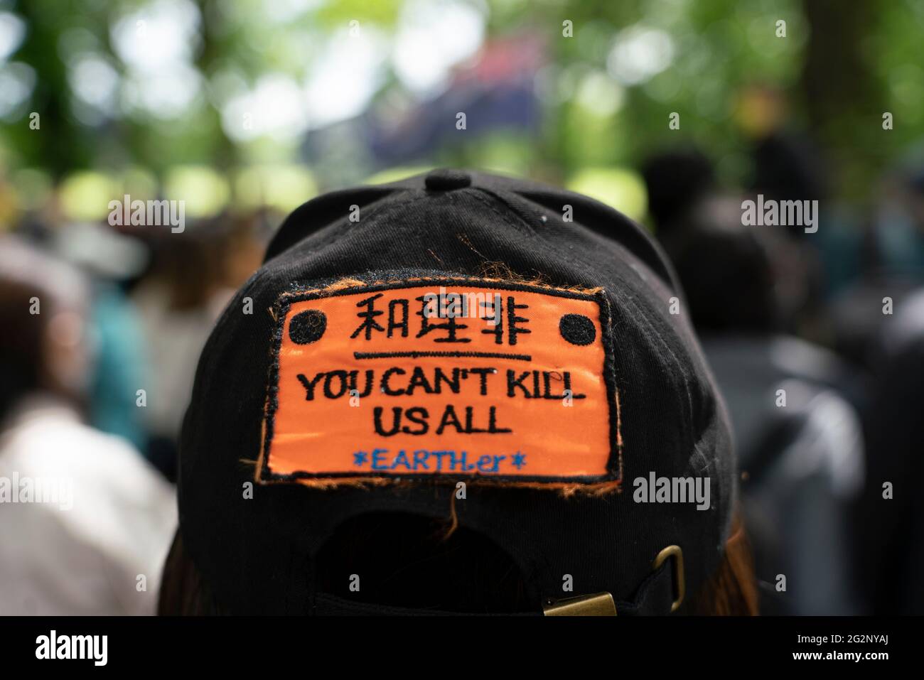 Édimbourg, Écosse, Royaume-Uni. 12 juin 2021. Un rassemblement pro-démocratie a eu lieu cet après-midi sur les Meadows à Édimbourg par des habitants de Hong Kong résidant en Écosse. Protester contre les lois antidémocratiques draconiennes imposées à Hong Kong par Pékin. Les manifestants étaient un mélange de résidents de longue durée, d'étudiants et d'arrivées récentes qui ont profité du programme spécial de visa du gouvernement britannique pour permettre aux résidents de Hong Kong d'émigrer au Royaume-Uni. Iain Masterton/Alay Live News Banque D'Images