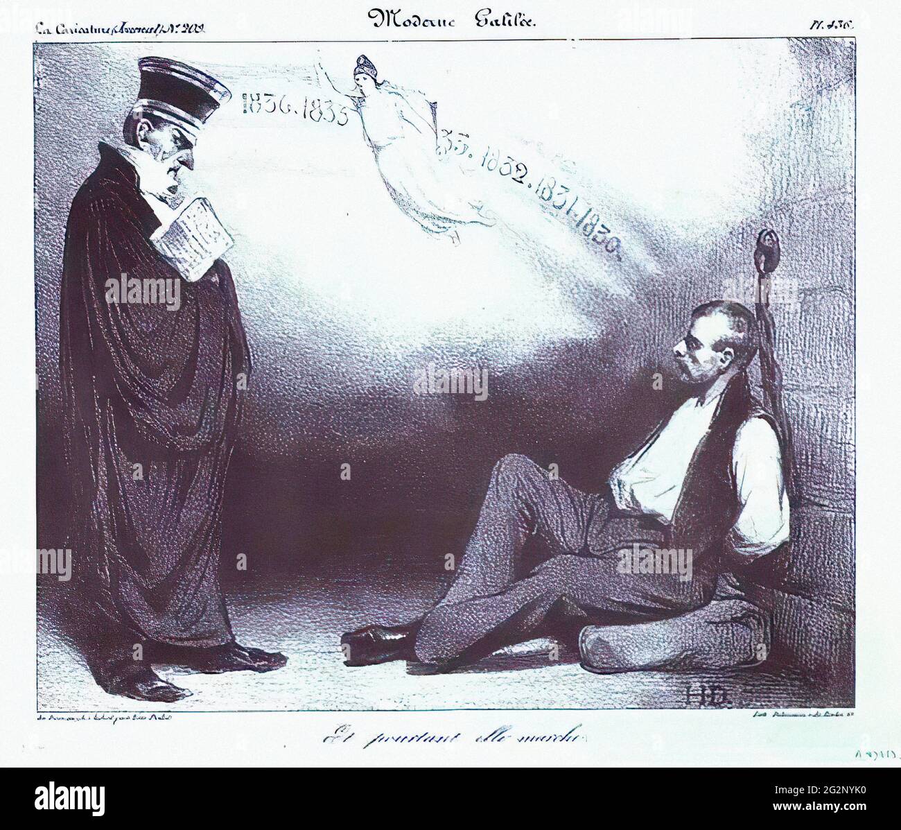 Honoré Victorin Daumier - Galilée moderne néanmoins il bouge 1834 Banque D'Images