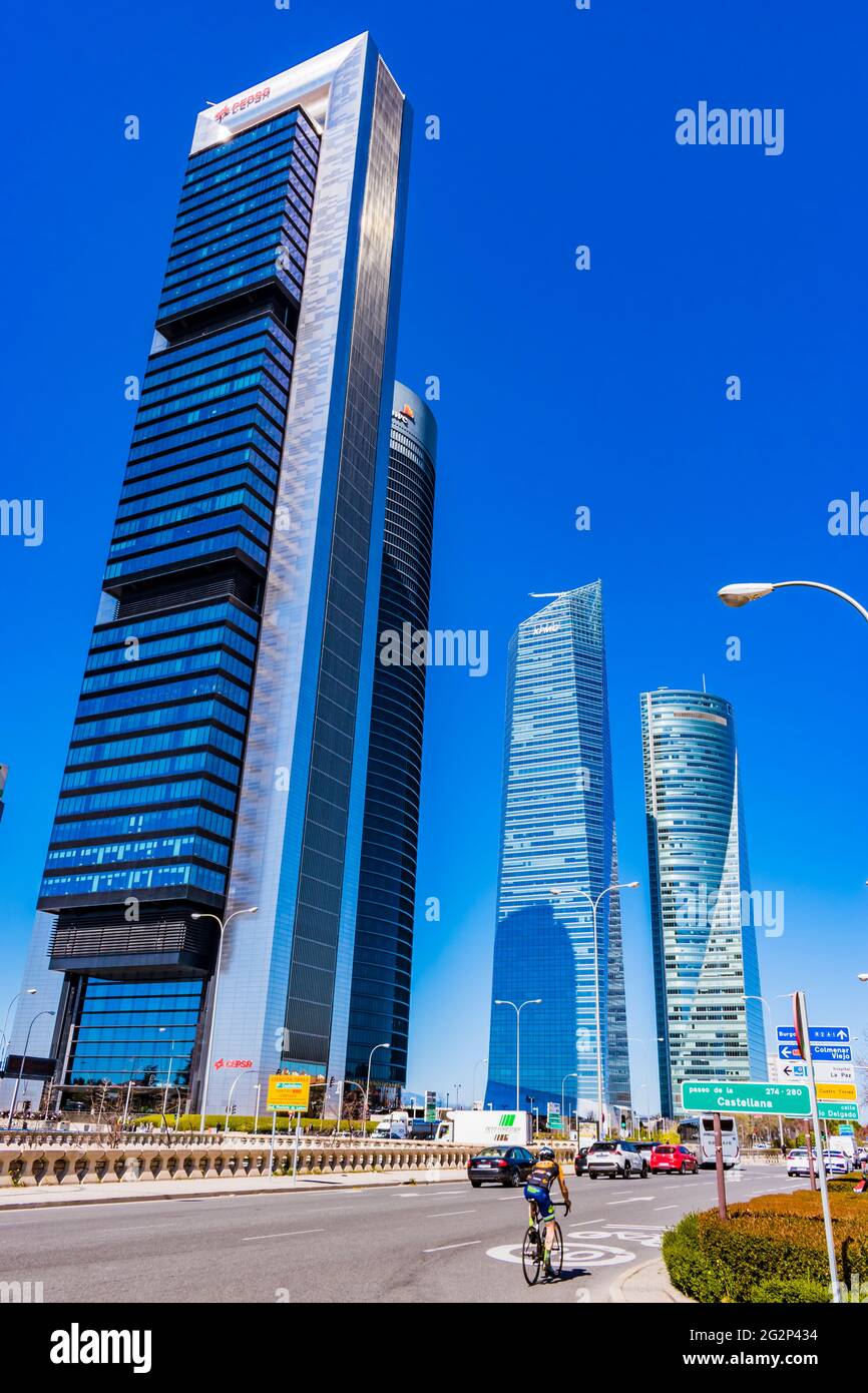 Área de negocios de Cuatro Torres - four Towers Business Area est un quartier d'affaires situé dans le Paseo de la Castellana à Madrid, Comunidad de Mad Banque D'Images
