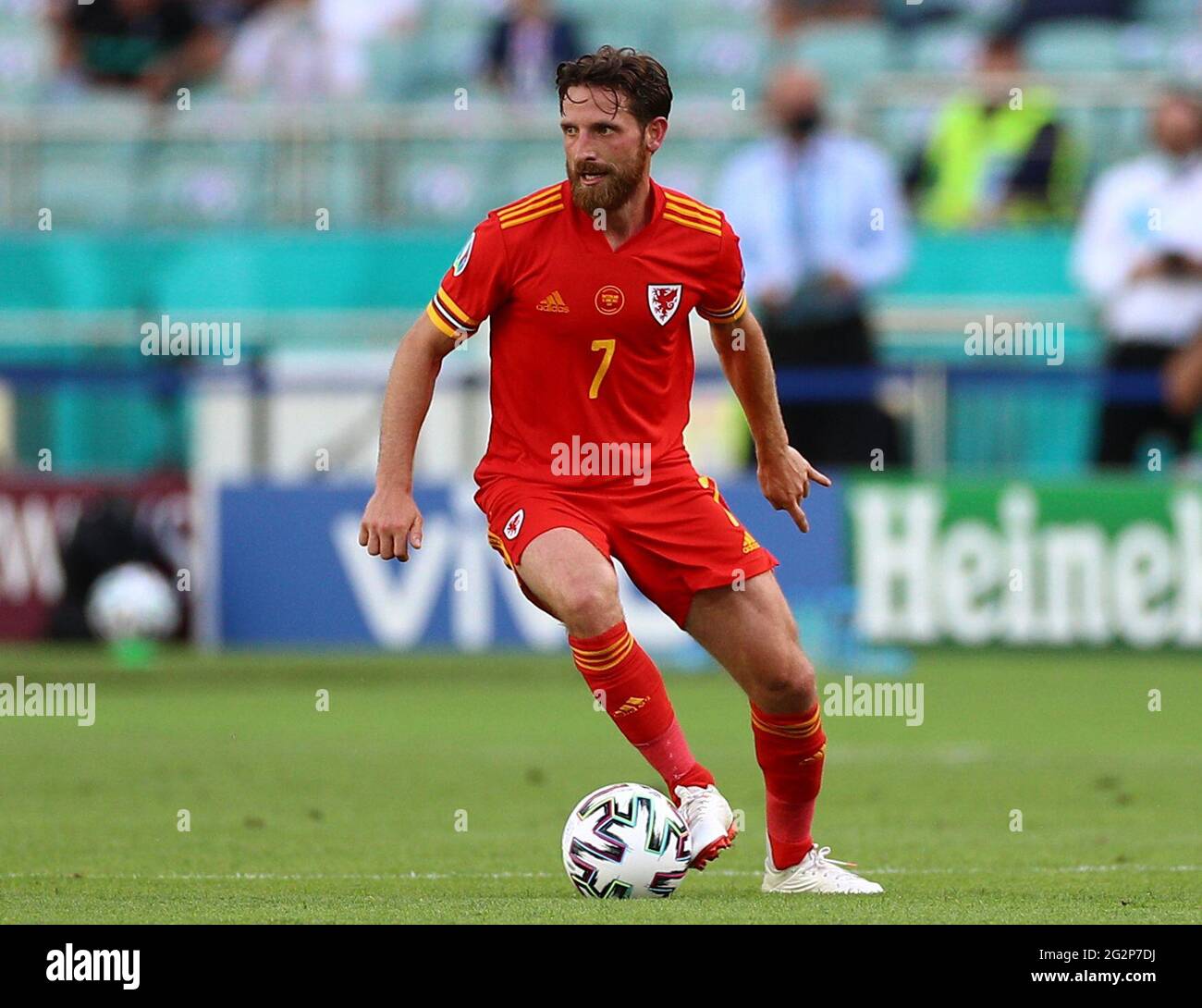 Joe Allen du pays de Galles lors du championnat UEFA Euro 2020 Group UN match entre le pays de Galles et la Suisse le 12 juin 2021 à Bakou, Azerbaïdjan. (Photo par MB Media) Banque D'Images