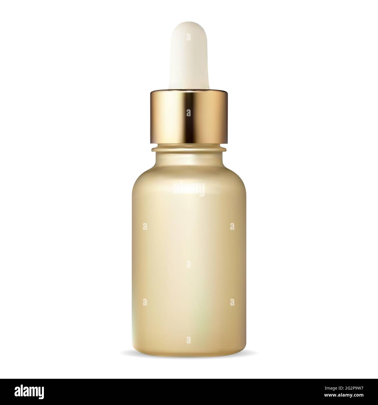 Flacon compte-gouttes cosmétique. Flacon de sérum avec un animal de compagnie. L'humidité du collagène de la peau du visage peut. Golden Flacon pour une conception d'huile essentielle de qualité, d'aromathérapie ou de mois Illustration de Vecteur