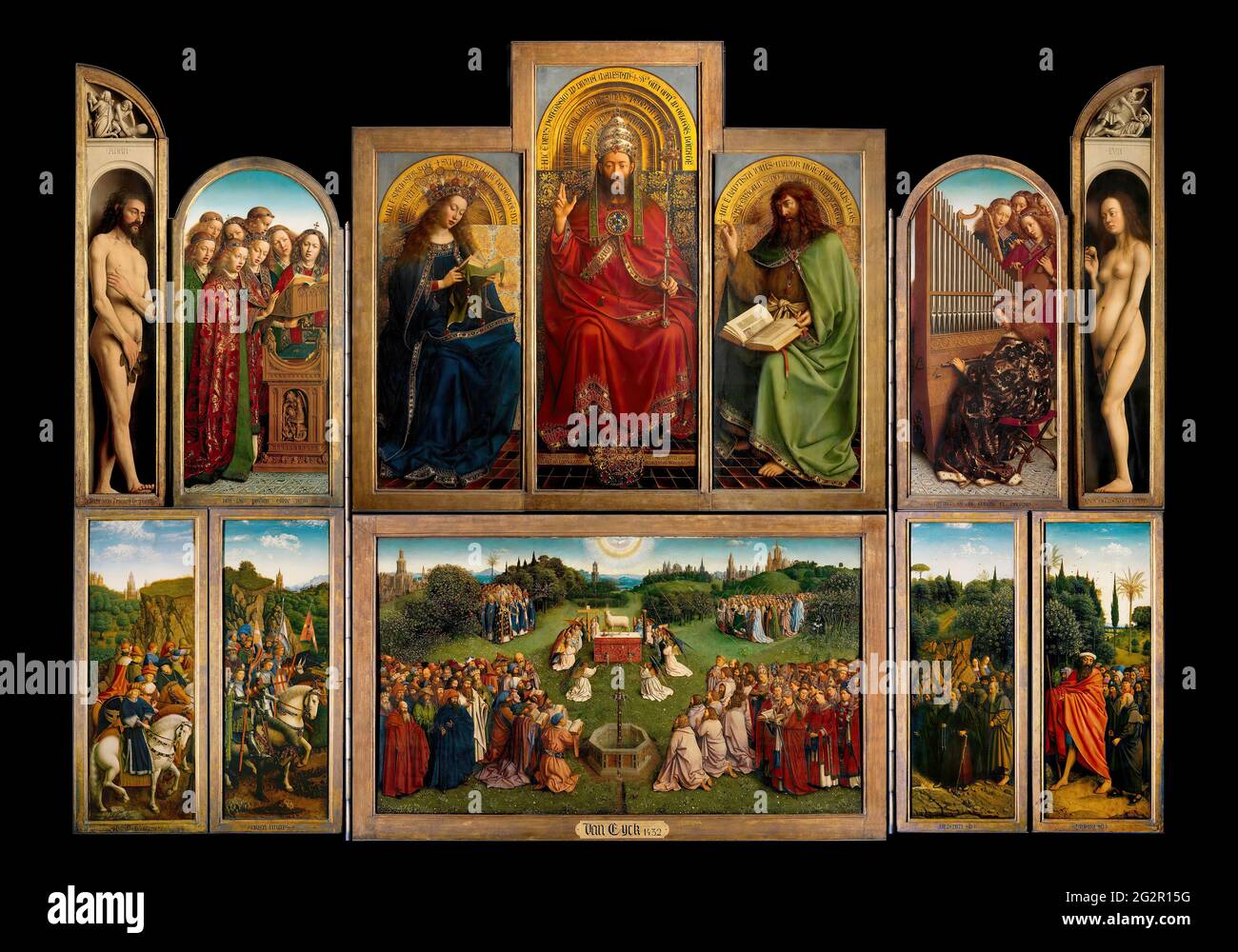 Jan Van Eyck - le retable de Gand ouvert Banque D'Images