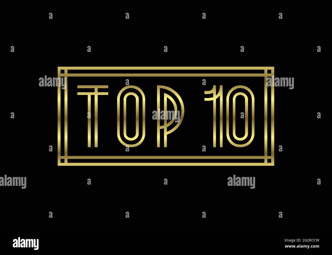 Classement Top 10 et meilleur du meilleur rang. Top 10 des signes d'or pour la musique vidéo ou d'autres contenus, illustration vectorielle Illustration de Vecteur