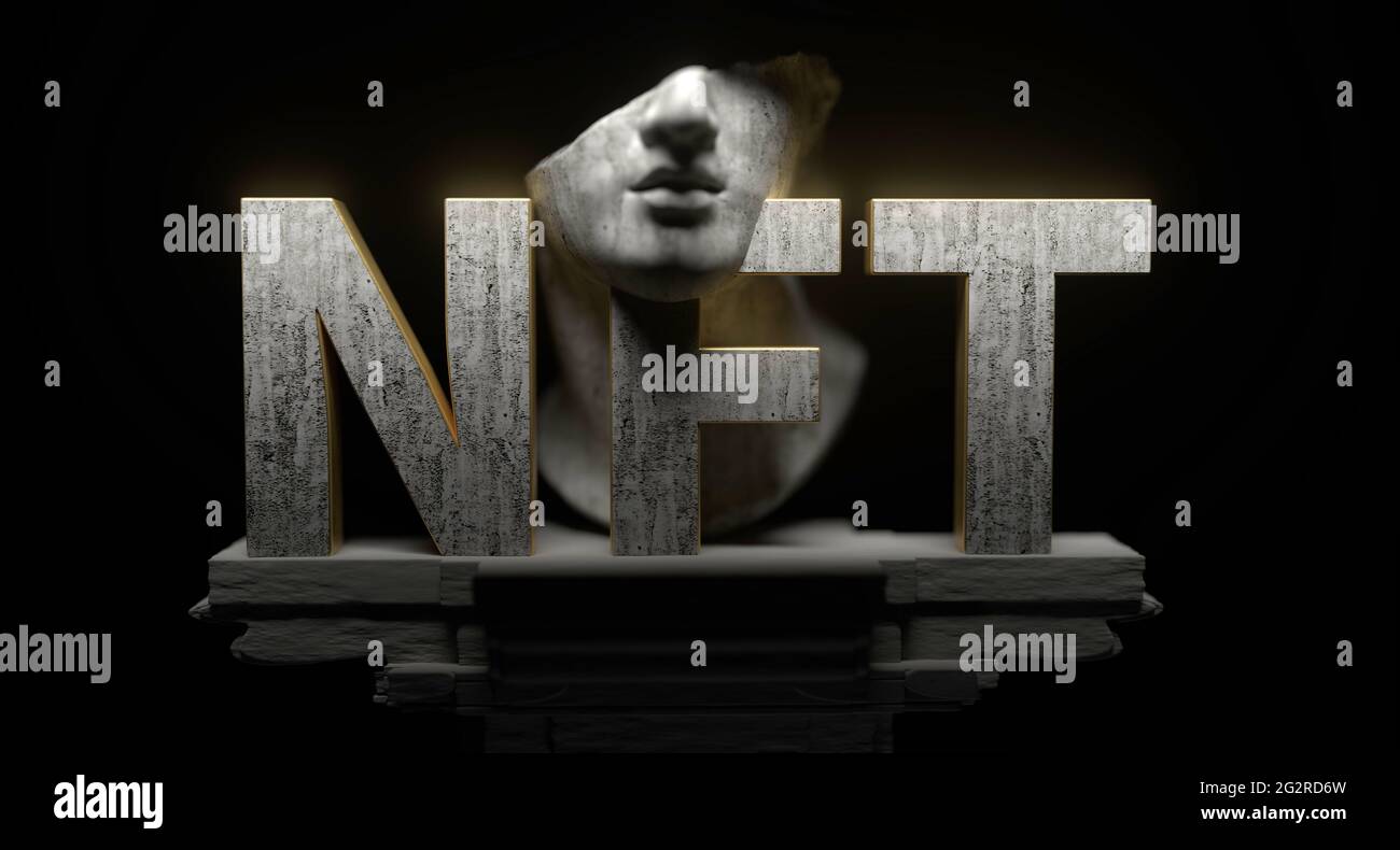 Jeton non fongible NFT, crypto art, technologie de monnaie cryptographique Banque D'Images