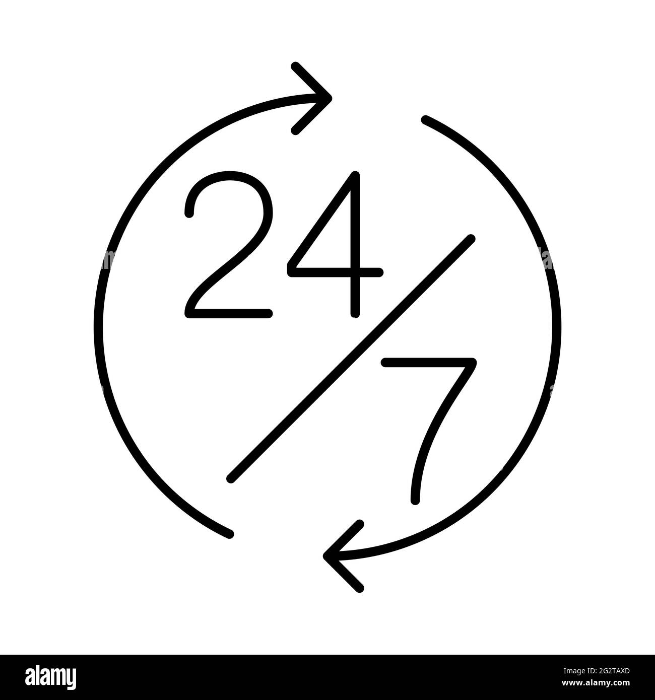 24 7 prendre en charge le symbole de ligne mince, icône. Illustration vectorielle EPS10 Illustration de Vecteur