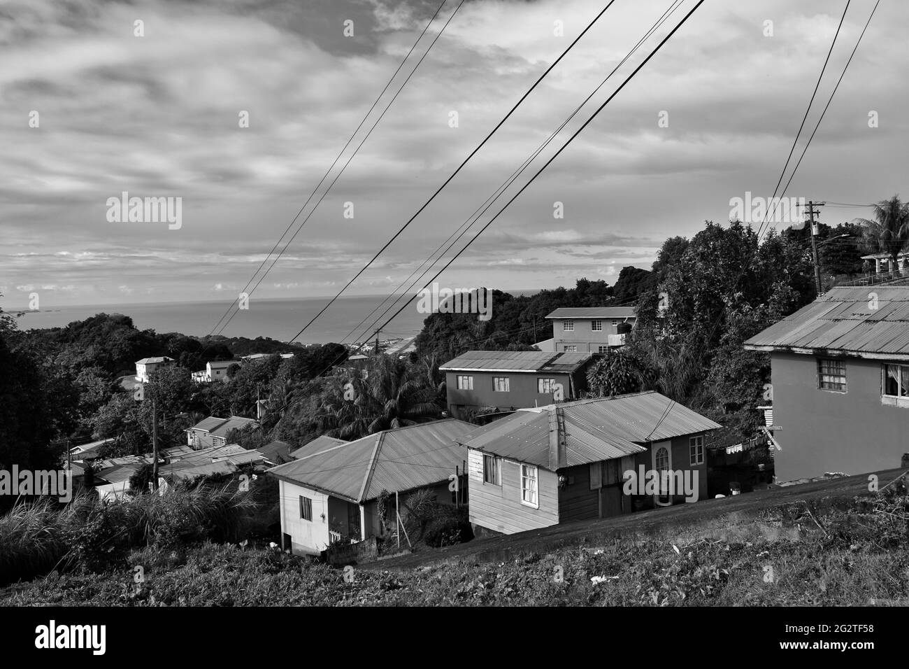 Saint-George, Saint-Vincent-et-les Grenadines - 4 janvier 2020 : vue depuis l'autoroute Mespo, Saint-George. Banque D'Images