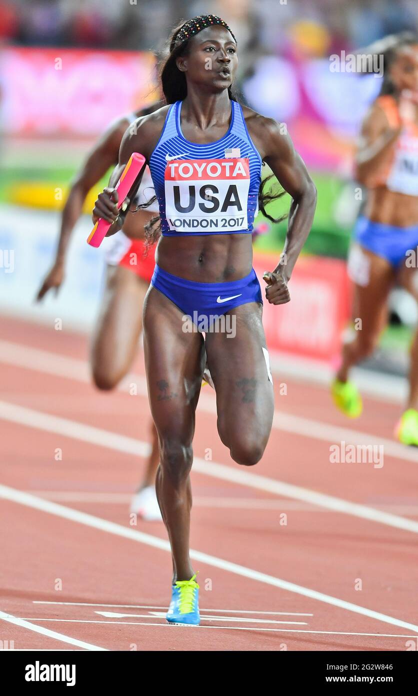 Tori Bowie (États-Unis). Médaille d'or du relais 4x400 - Championnats du monde IAAF - Londres 2017 Banque D'Images