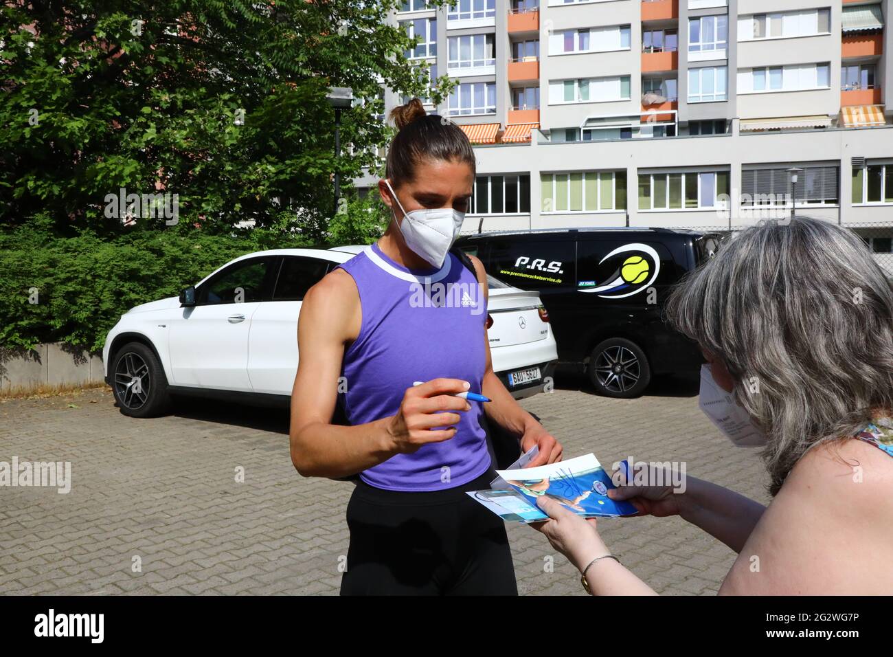 Andrea Petković BEI der Ankunft zur WTA Tour 2021 à Berlin am 10.06.2021 Banque D'Images