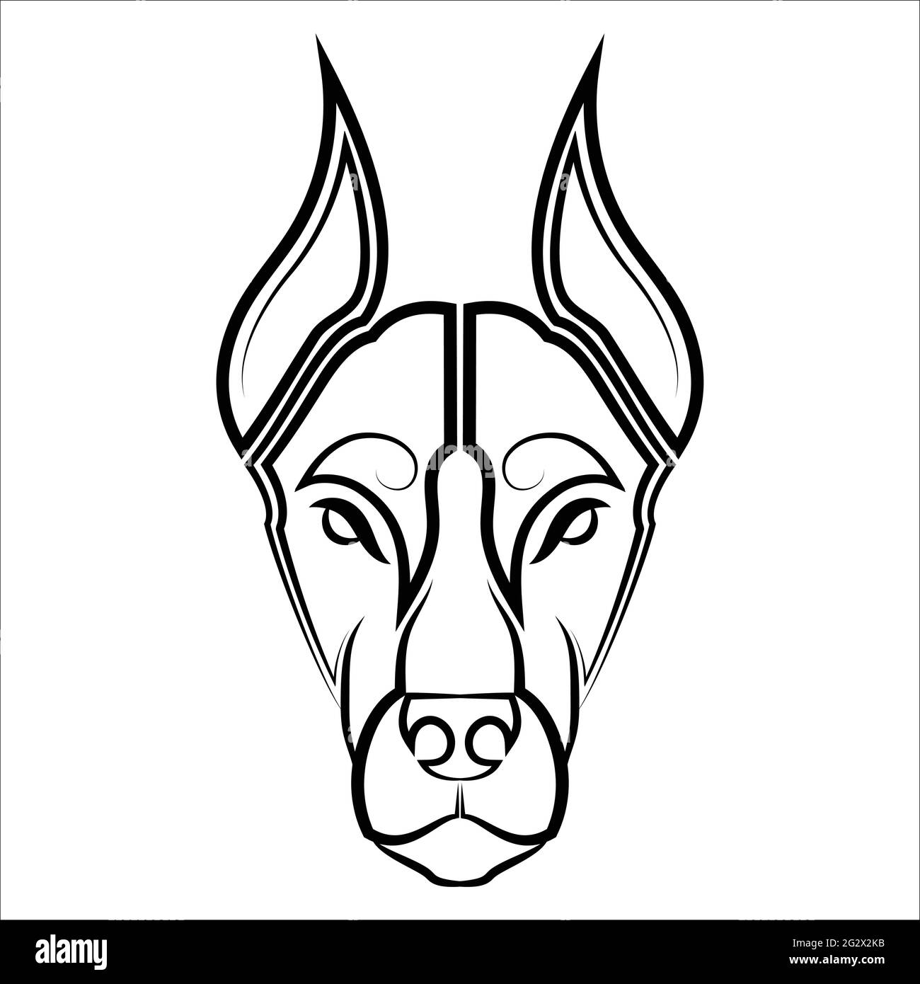 Art noir et blanc de la tête de chien Doberman Pinscher bonne utilisation pour symbole, icône de mascotte avatar tatouage T logo de la chemise ou n'importe quel design vous voulez Illustration de Vecteur