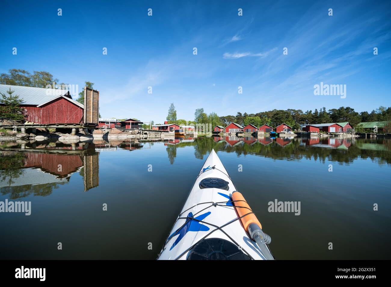 Arrivée à l'île Haapasaari, Kotka, Finlande Banque D'Images