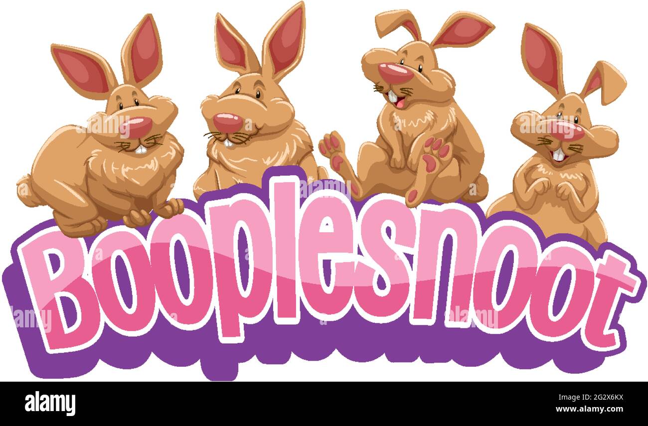 Beaucoup de lapins personnage de dessin animé avec Booplesnoot police