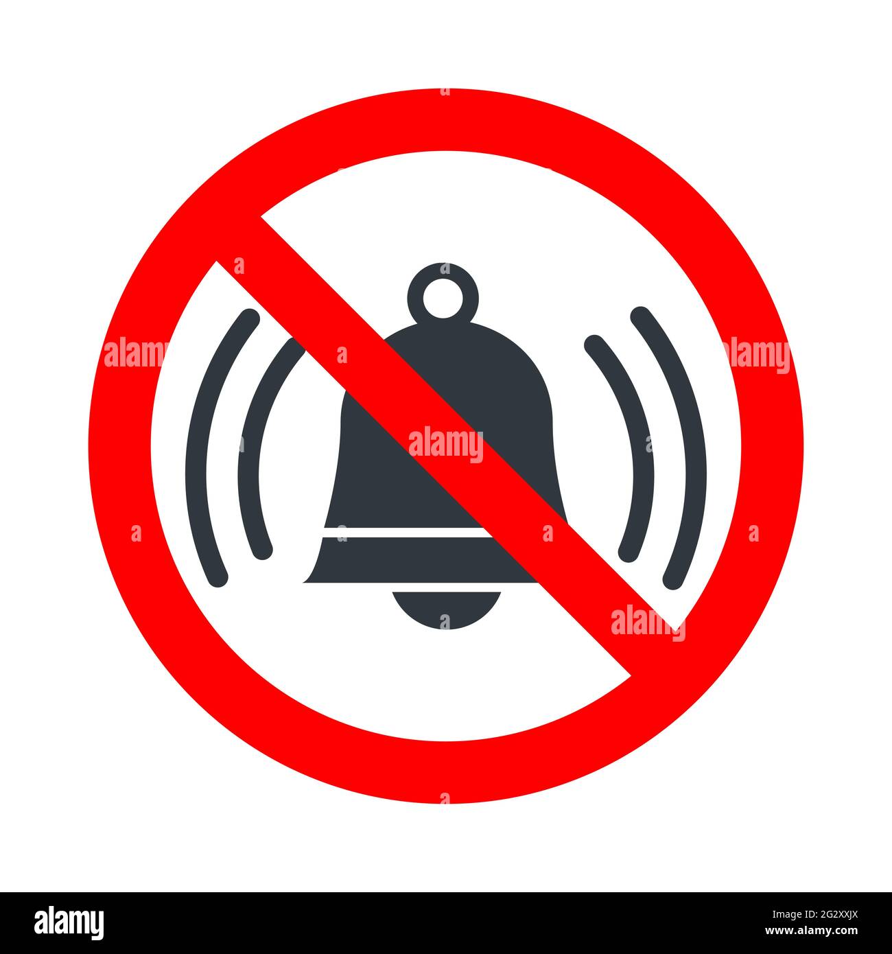 Bruit non autorisé, signe rouge interdit avec icône de sonnerie sur fond blanc Illustration de Vecteur