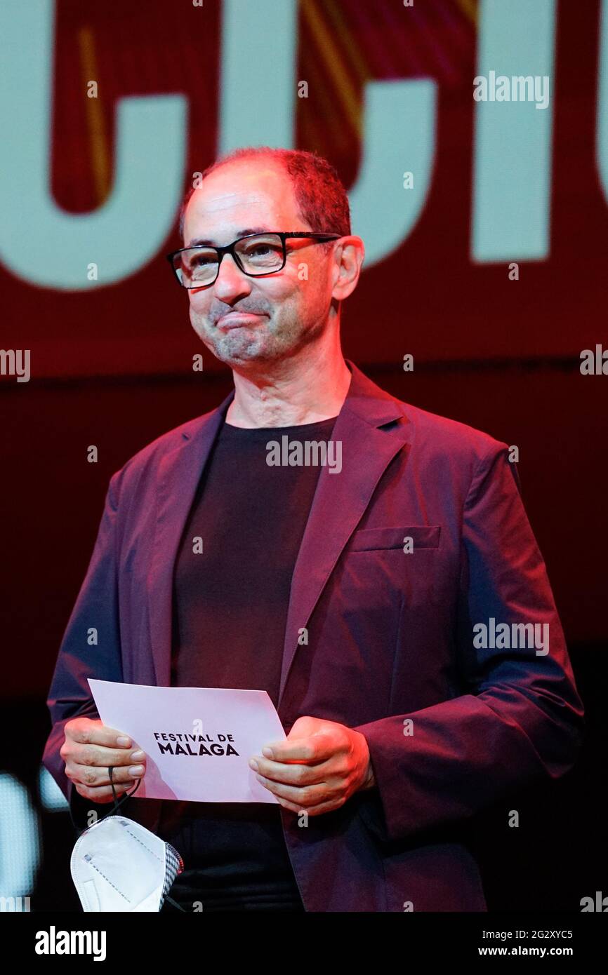 Malaga, Espagne. 12 juin 2021. L'acteur Jordi Sanchez vu lors du Gala de clôture du Festival de Malaga 2021 au Teatro Cervantes.'El Ventre del Mar', un film réalisé par Agusti Villaronga, a été le film le plus récompensé pendant le Festival de Malaga 2021. Crédit : SOPA Images Limited/Alamy Live News Banque D'Images