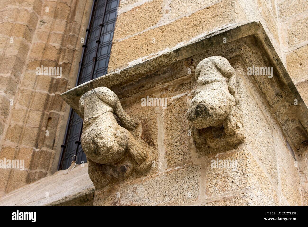 Caceres, Espagne. Gargouilles dans un palais de la vieille ville monumentale, site classé au patrimoine mondial Banque D'Images