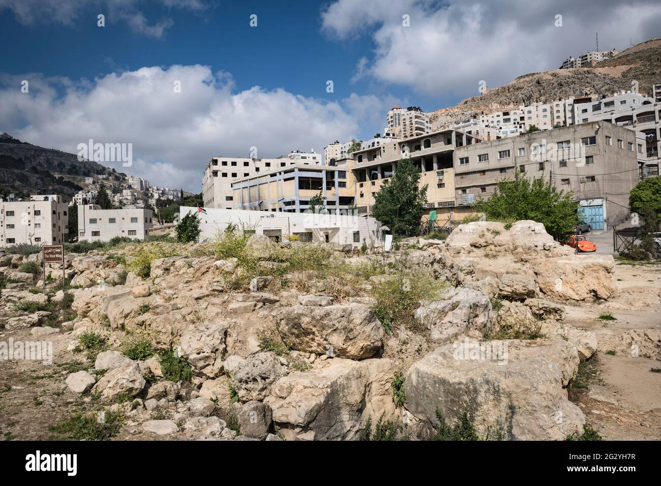 Le parc archéologique de Tell Balata est le site des vestiges d'une ancienne ville cananéenne/Israélite située en Cisjordanie palestinienne. Banque D'Images