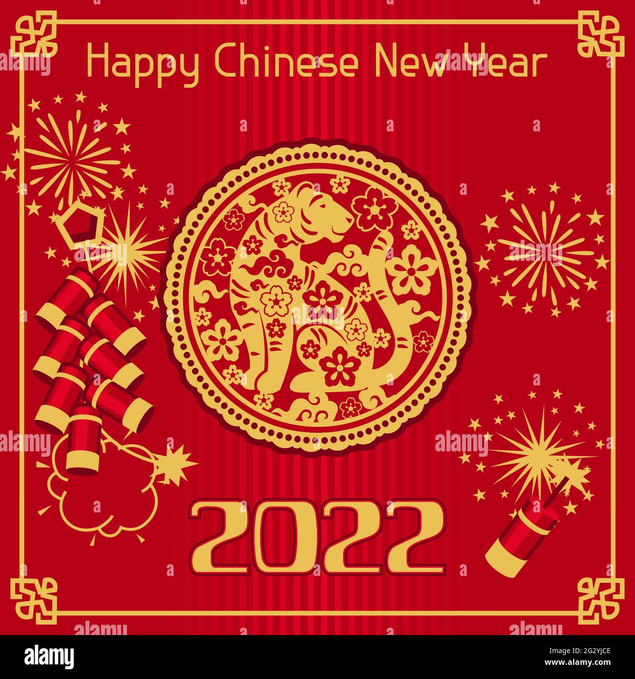 Carte De Vœux Du Nouvel An Chinois Arriere Plan Avec Symbole Tigre De 22 Image Vectorielle Stock Alamy