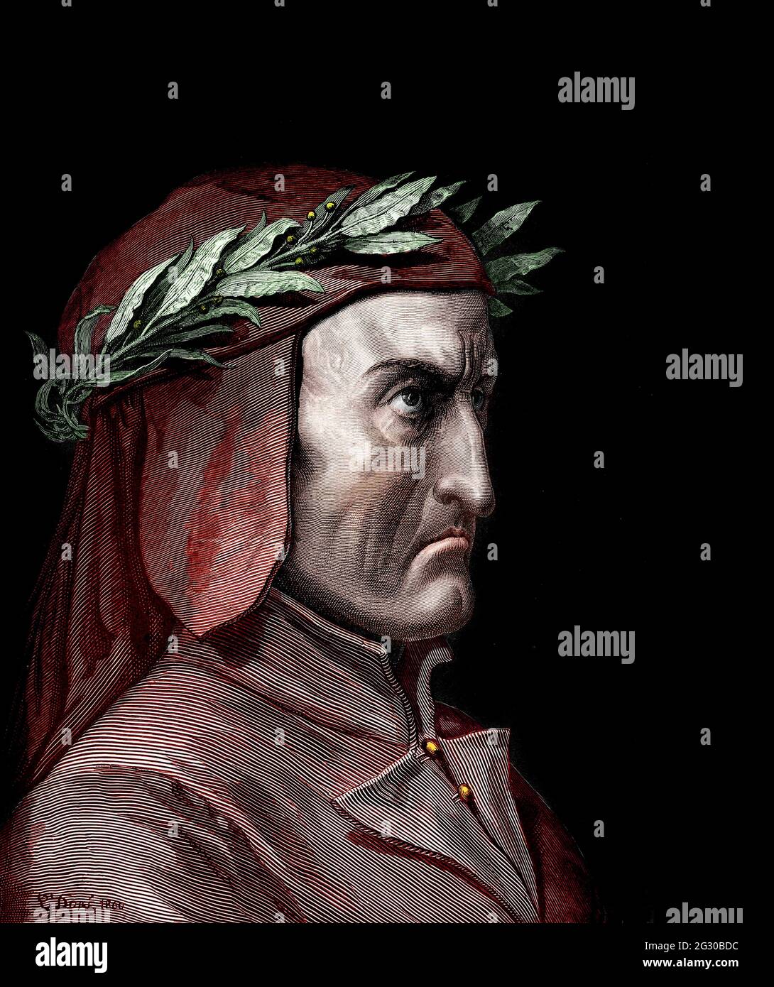 Portrait de Dante Alighieri (1265-1321) par Gustave Dore Banque D'Images