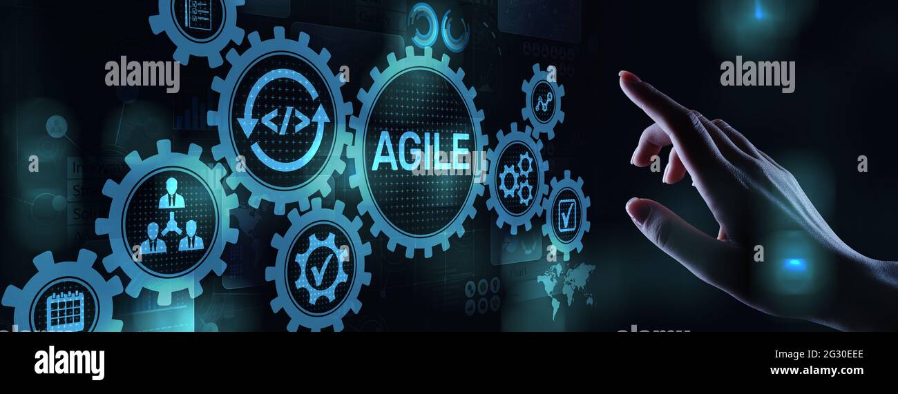 Concept de méthodologie de développement agile sur écran virtuel. Concept de technologie. Banque D'Images