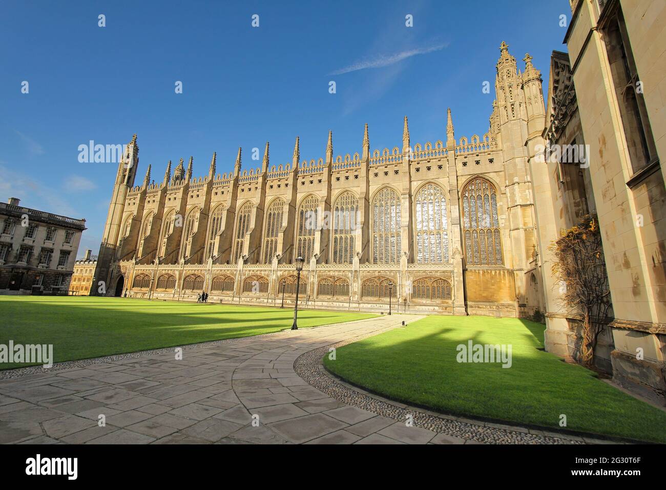 Vue sur une belle architecture du King's College de l'Université de Cambridge en Angleterre. Prise à Cambridge, Royaume-Uni, le 6 décembre 2011 Banque D'Images