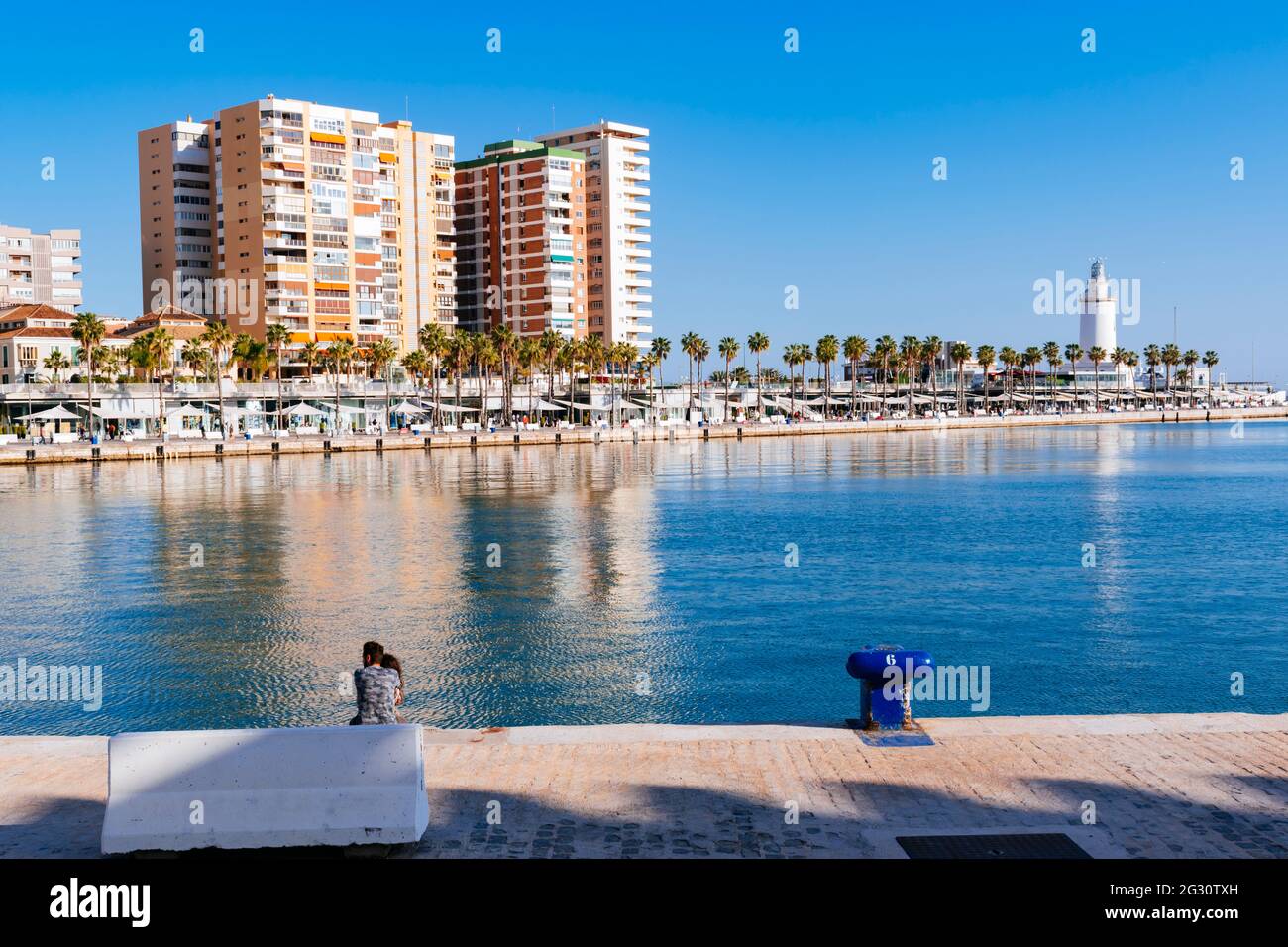 Vue sur le complexe touristique de Muelle Uno. Port de Málaga. Málaga, Andalucía, Espagne, Europe Banque D'Images