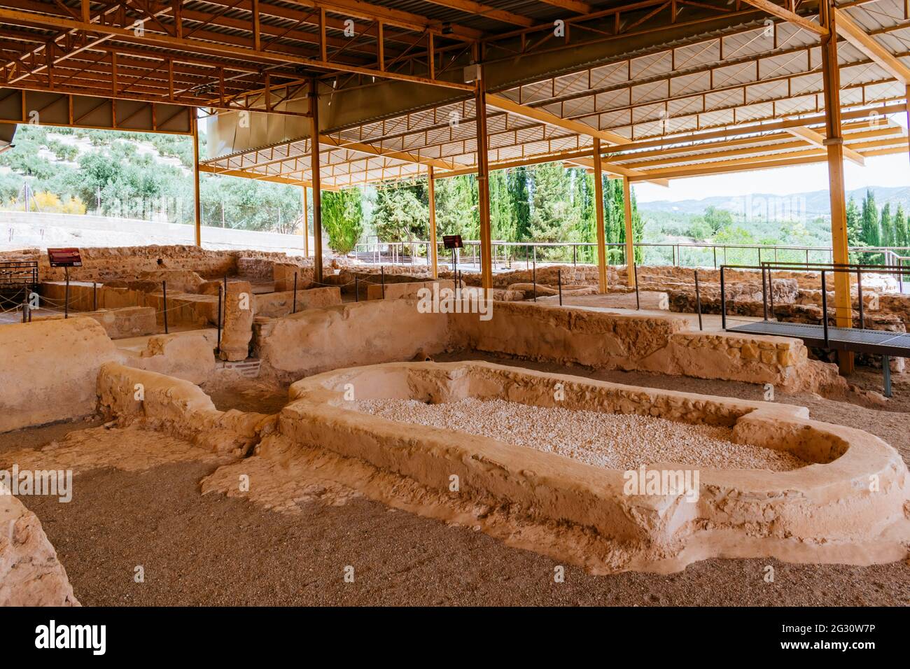 Le site archéologique de la villa romaine d'El Ruedo - Villa romana de El Ruedo, est situé près de la municipalité d'Almedinilla. Almedinilla est un S. Banque D'Images