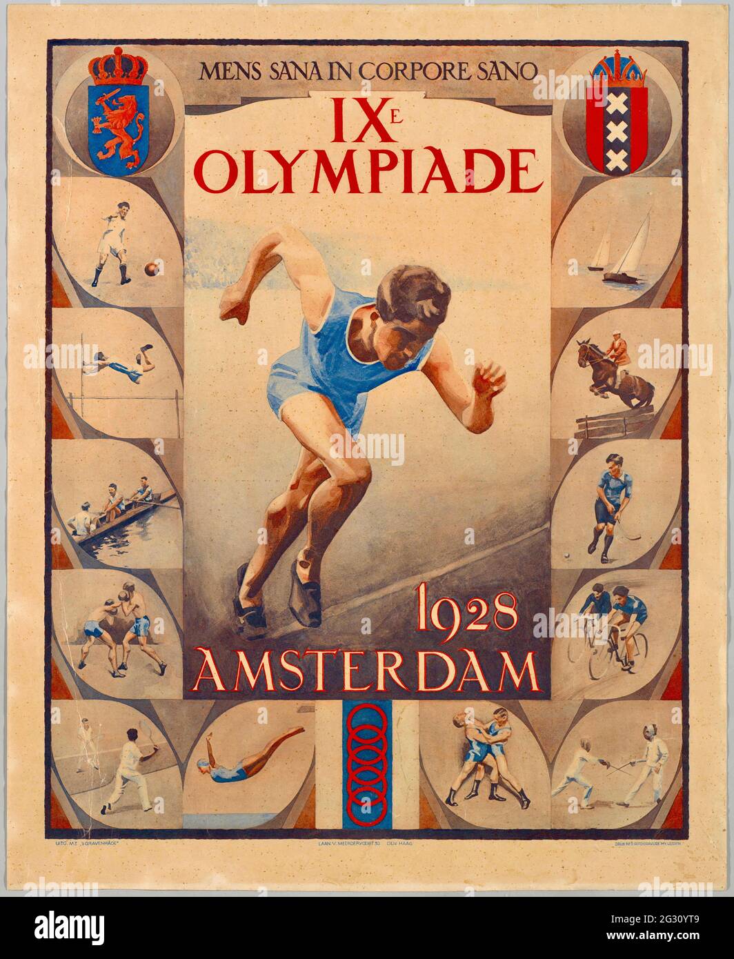 Amserdam - 1928 - affiche olympique ancienne Banque D'Images