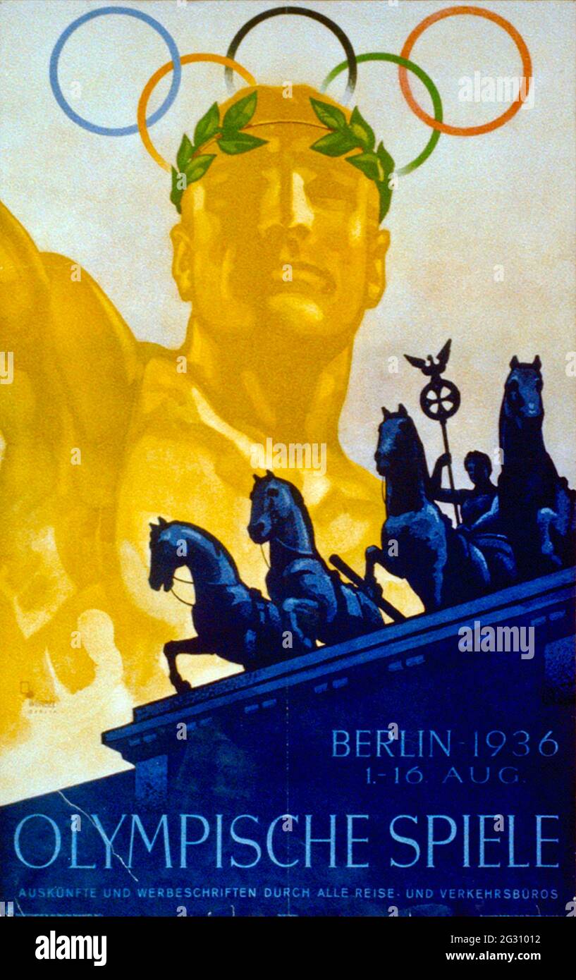 Berlin - 1936 - affiche olympique ancienne Banque D'Images