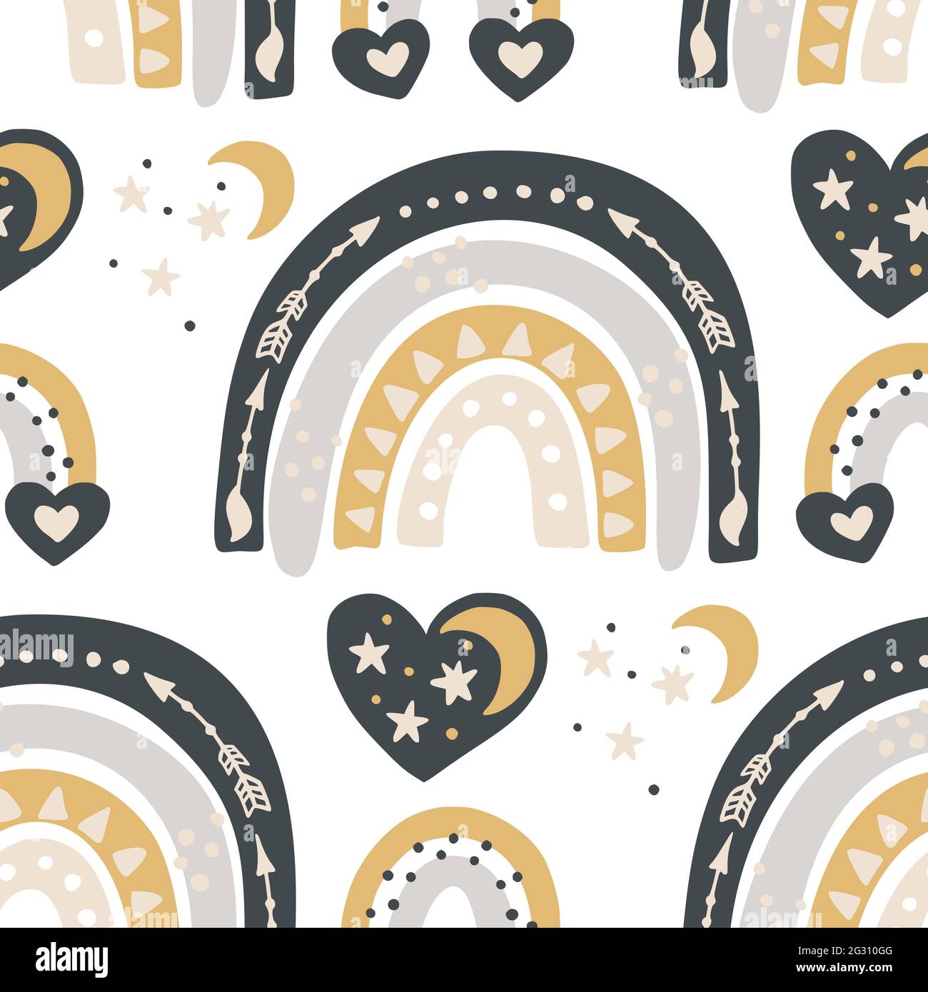 Motif Vectoriel Sans Coutures Motif Dessin Anime Pour Bebe Arc En Ciel Et Coeur Les Enfants Impriment L Illustration D Arriere Plan Papier Peint Graphique Tendance Dessine A La Main Image Vectorielle Stock Alamy
