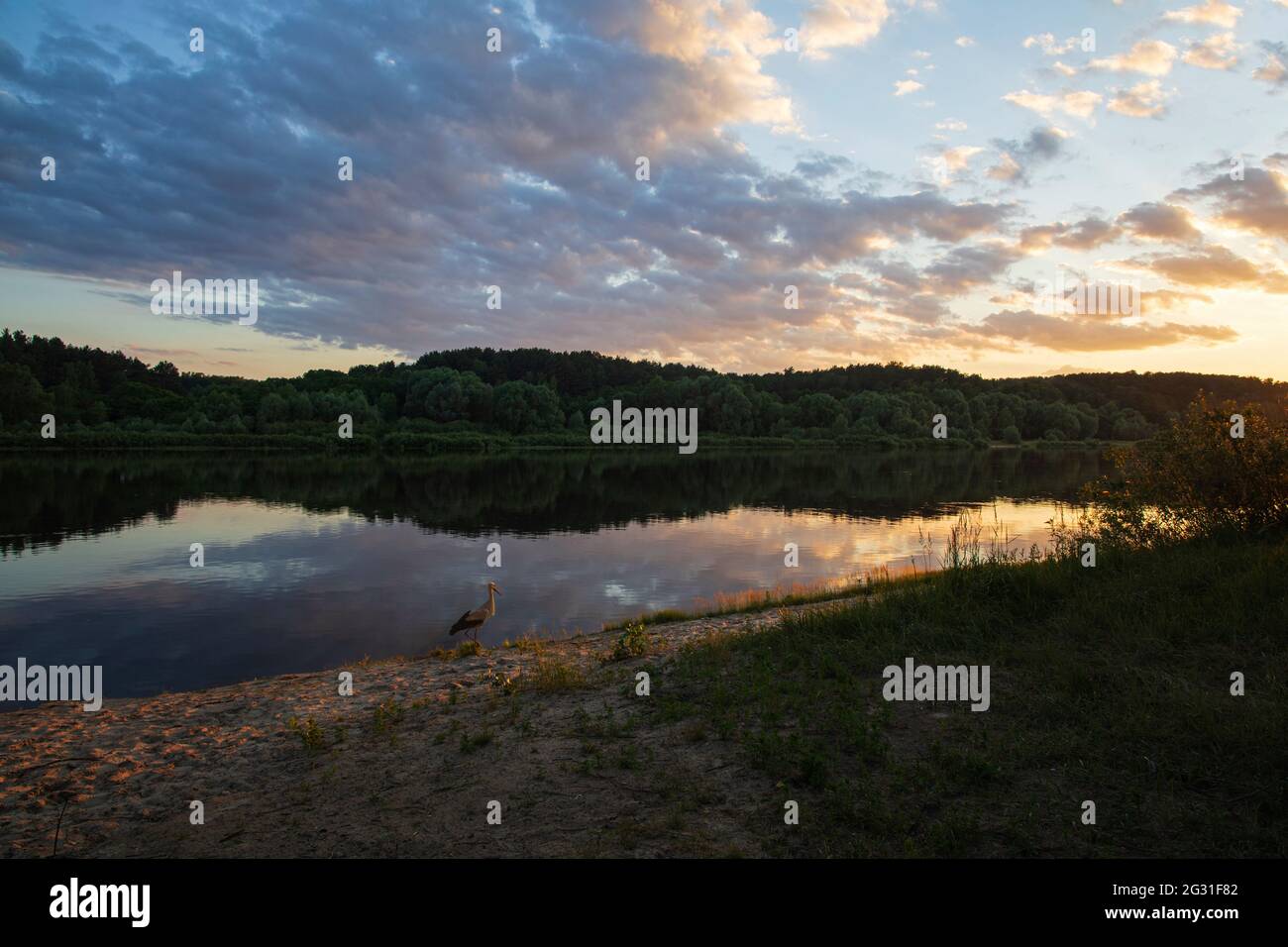 Paysage de la rivière au lever du soleil Banque D'Images