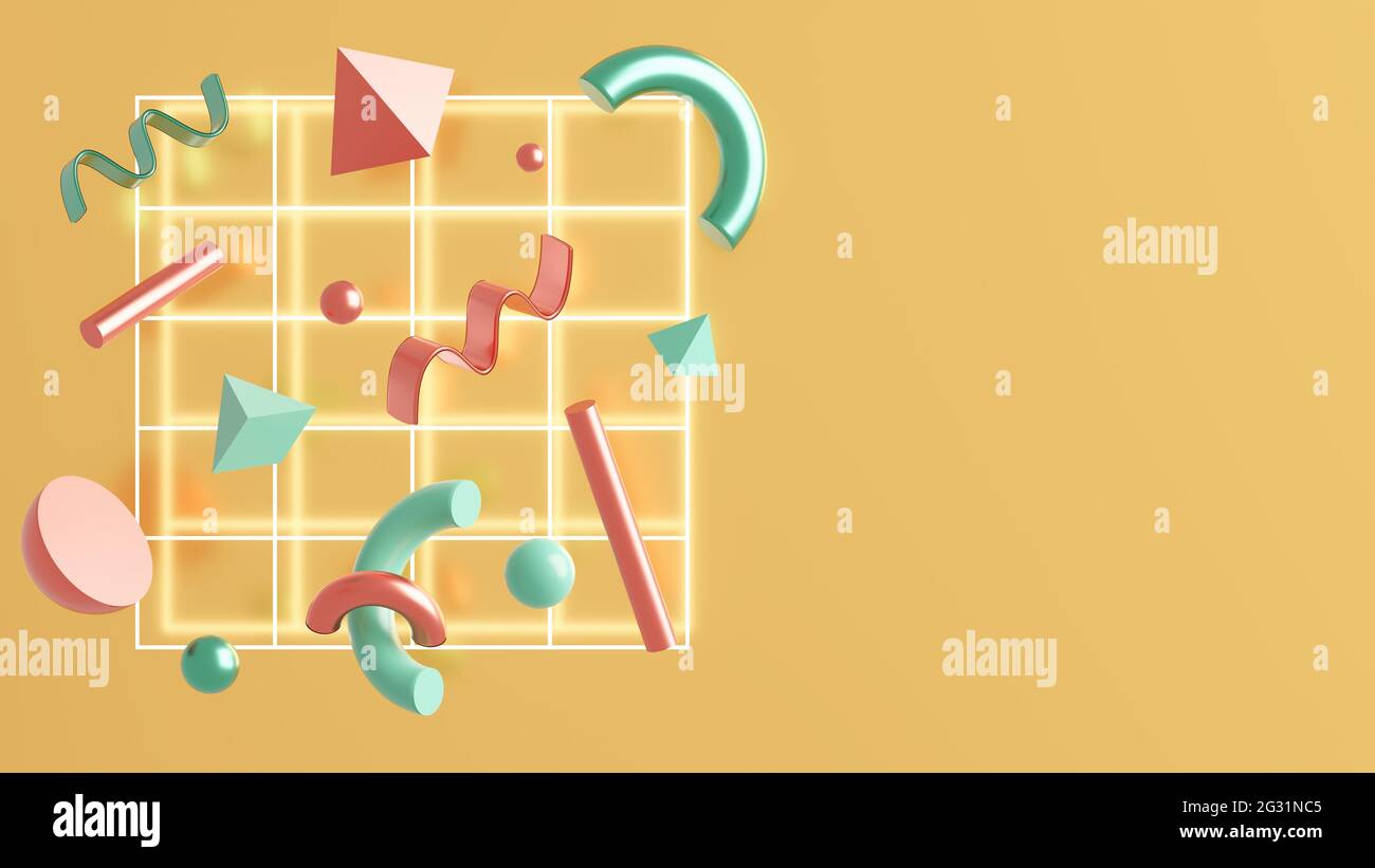 Illustration 3D de plusieurs objets abstraits. Banque D'Images