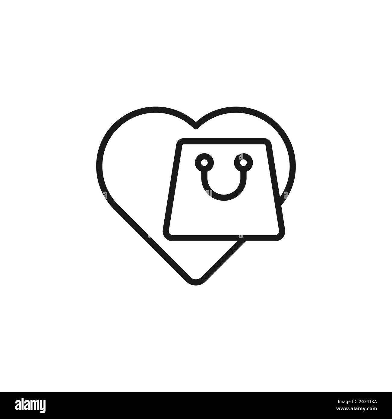 Illustration vectorielle de l'icône de la liste de souhaits d'achat. Shopping liste de souhaits avec Love Shape concept de conception d'icône pour e-commerce, boutique en ligne et le marché websi Illustration de Vecteur