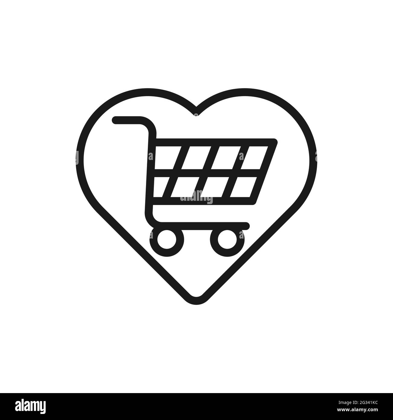 Illustration vectorielle de l'icône de la liste de souhaits d'achat. Shopping liste de souhaits avec Love Shape concept de conception d'icône pour e-commerce, boutique en ligne et le marché websi Illustration de Vecteur