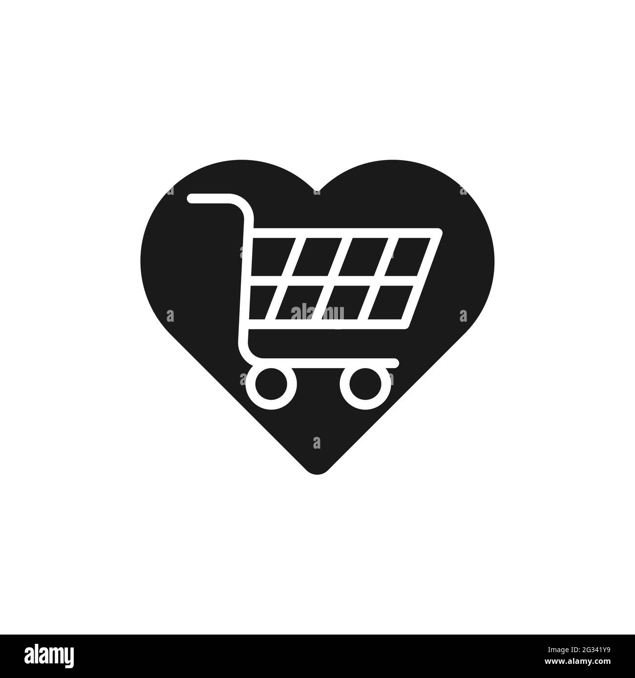 Illustration vectorielle de l'icône de la liste de souhaits d'achat. Shopping liste de souhaits avec Love Shape concept de conception d'icône pour e-commerce, boutique en ligne et le marché websi Illustration de Vecteur