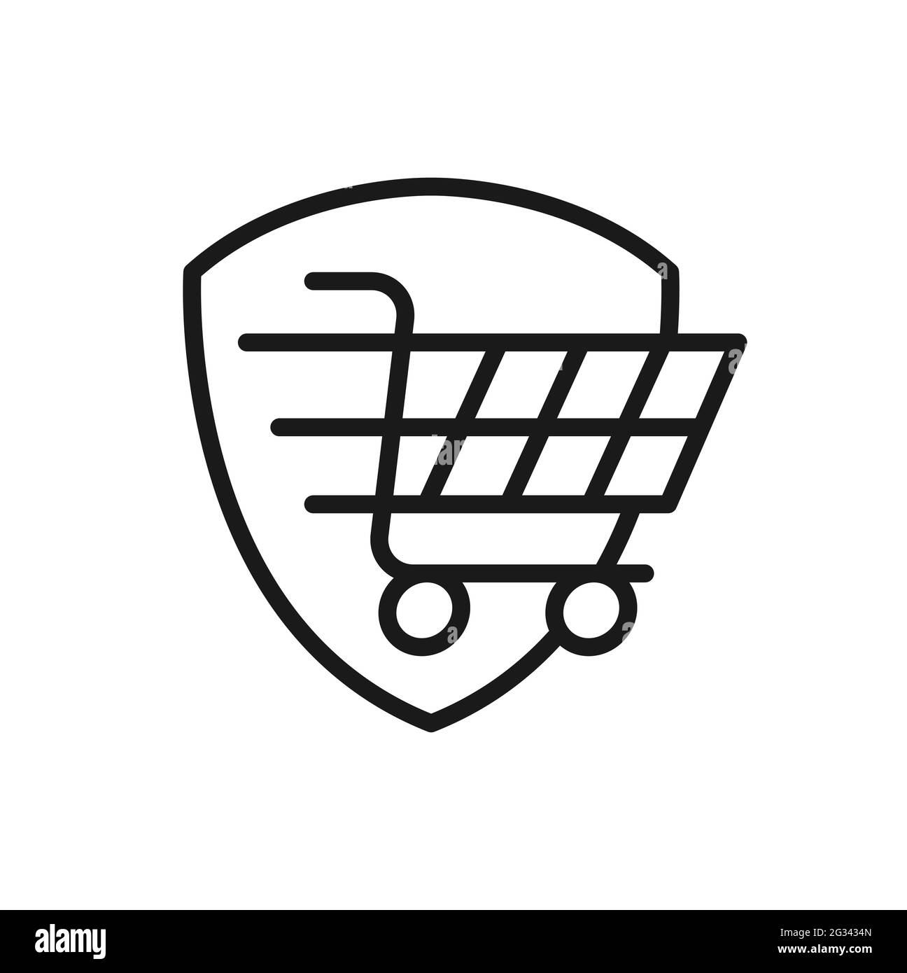 Illustration du vecteur de l'icône achat sécurisé. Sécurité des achats avec Shield Icon design concept pour e-commerce, boutique en ligne et marché nous Illustration de Vecteur