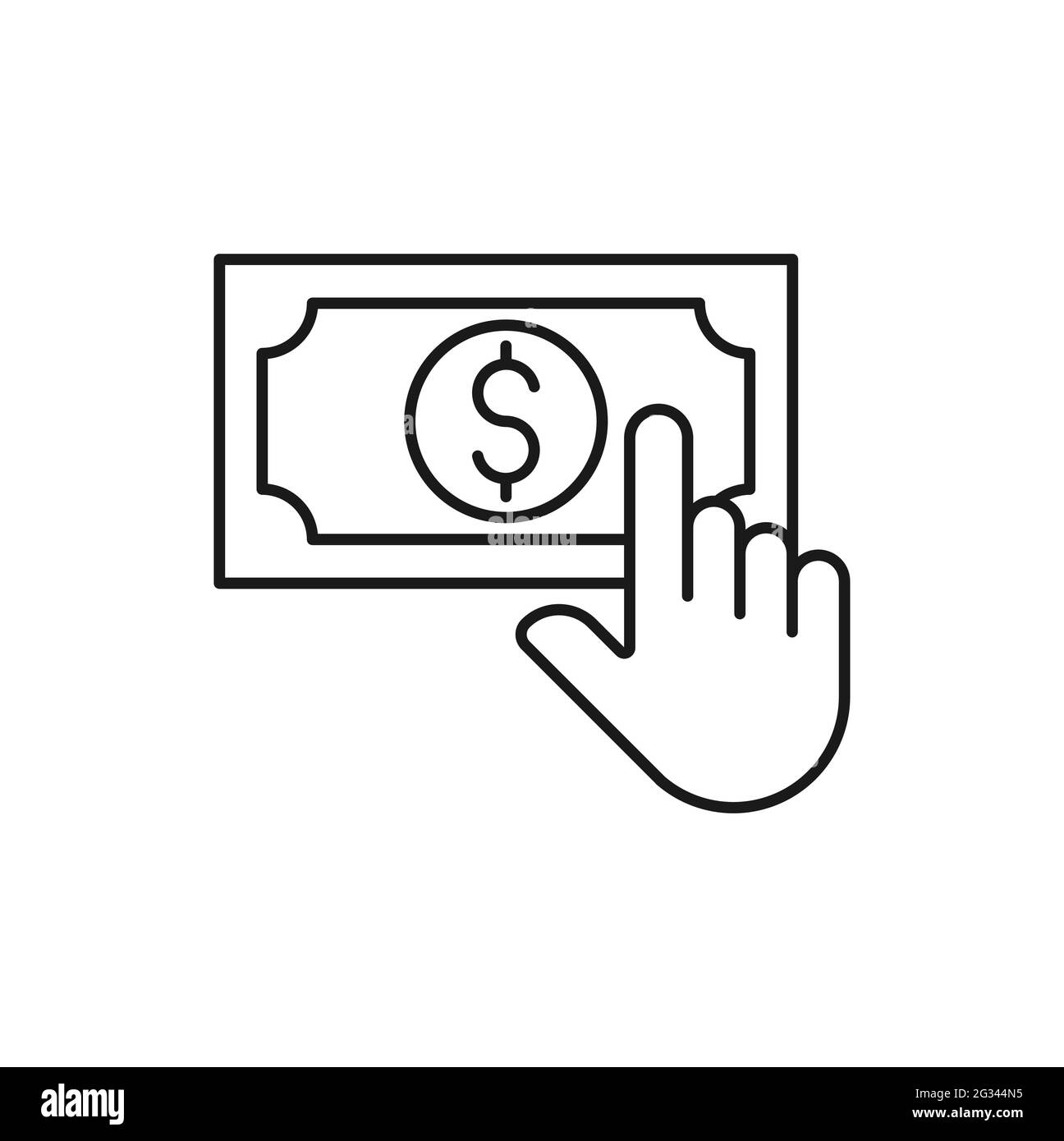 Argent à la main icône Vector Illustration. Argent comptant sur la main icône de conception de vecteur pour les affaires de paiement, de finances, de devise et de négociation. Mo. Dollar Illustration de Vecteur