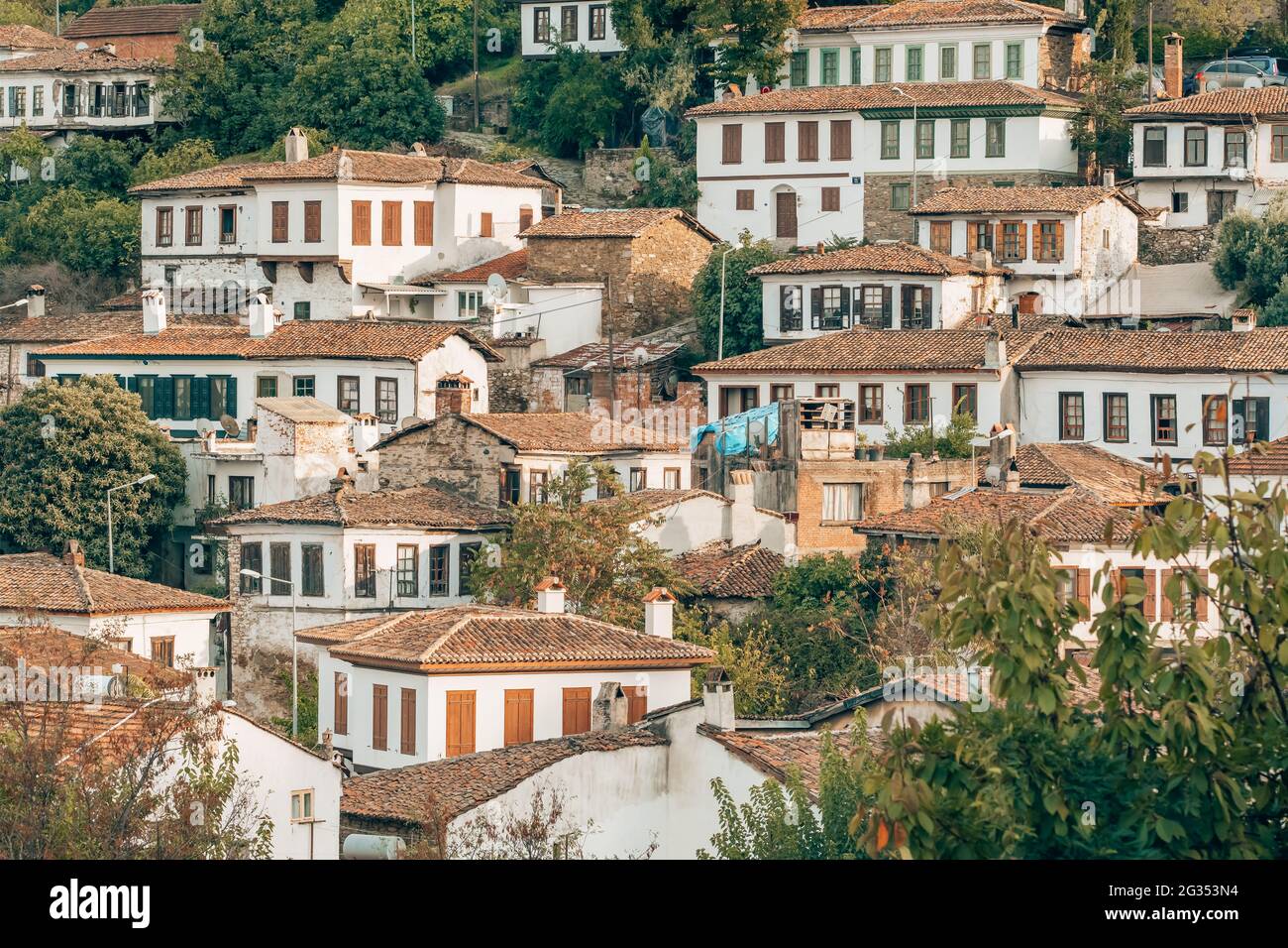 Maisons anciennes dans le village historique de Siroce, dans la région d'Izmir, en Turquie Banque D'Images