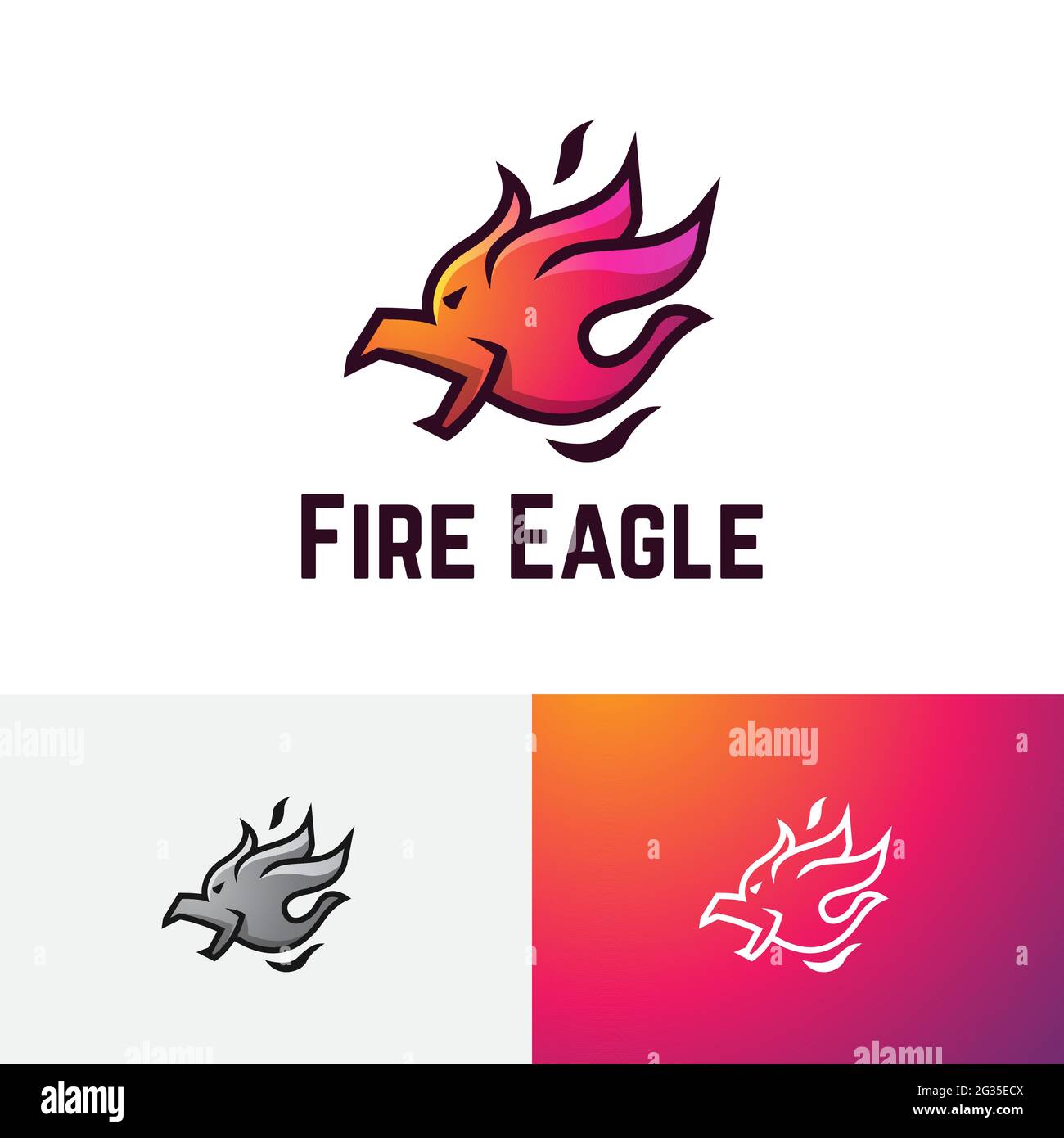 Logo Falcon Fire Flame Comet Meteor Burn Eagle Hawk Illustration de Vecteur