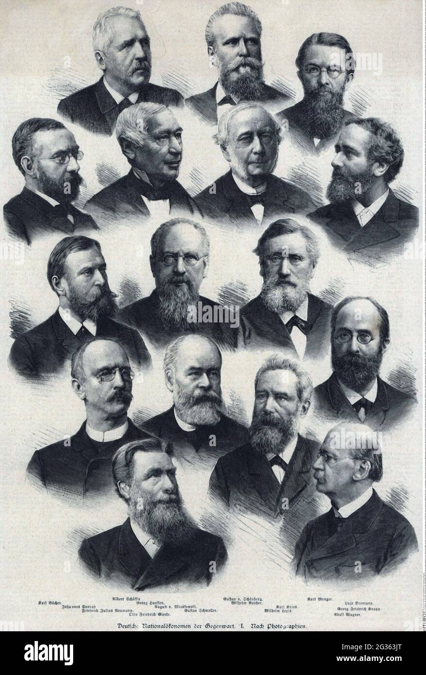 Science, économie politique, économistes politiques allemands#, Albert Schaeffle, Gustav von Schoenberg, LES DROITS D'AUTEUR DE L'ARTISTE NE DOIVENT PAS ÊTRE EFFACÉS Banque D'Images